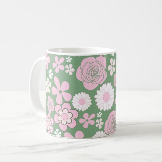 Mug Tourbillon rose vert Y2K printemps et été (Devant gauche)