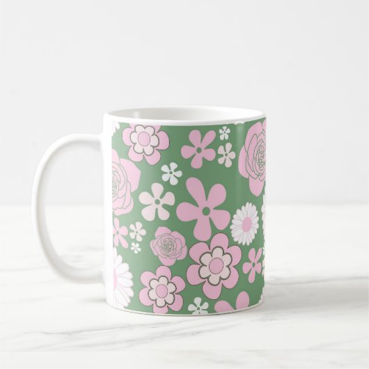 Mug Tourbillon rose vert Y2K printemps et été (Gauche)