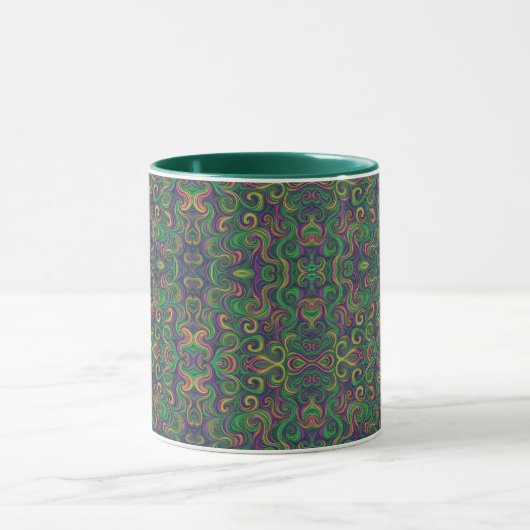 Mug Tourbillons abstraits de Mardi Gras jaune violet v (Centre)