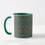 Mug Tourbillons abstraits de Mardi Gras jaune violet v (Gauche)