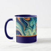 Mug Tourbillons bleus et or abstraits - ajouter un nom (Gauche)