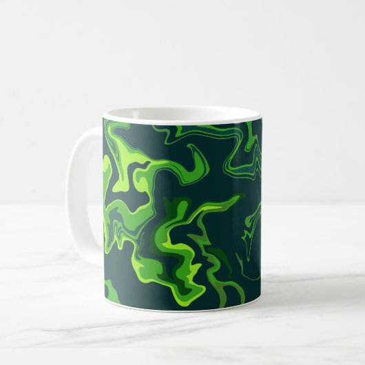 Mug Tourbillons de fluide vert abstrait (Devant gauche)