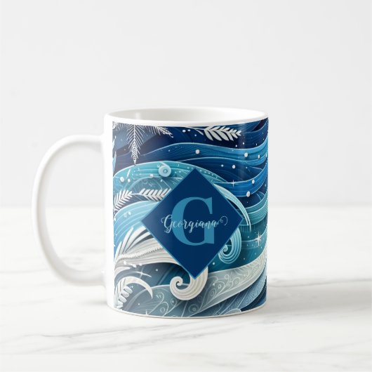 Mug Tourbillons d'hiver bleus et gelés (Gauche)