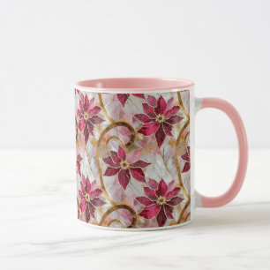 Mug Tourbillons dorés Bourgogne Rose Poinsettias de No