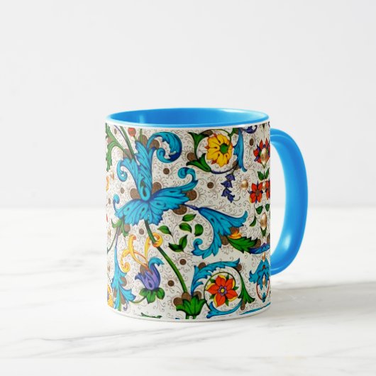 MUG TOURBILLONS FLORAUX BLEUS DE LA RENAISSANCE FLOREN (Devant droit)
