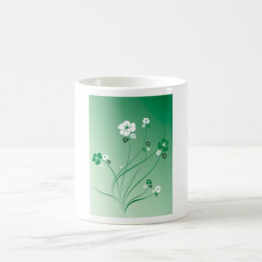 Mug Tourbillons Floraux Verts et Fleurs Blanches