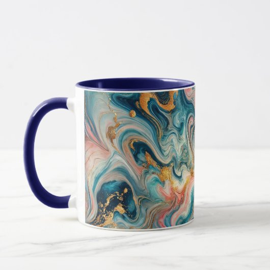 Mug tourbillons luxueux de bleu avec or (Gauche)