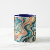 Mug tourbillons luxueux de bleu avec or (Centre)