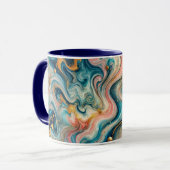 Mug tourbillons luxueux de bleu avec or (Devant gauche)