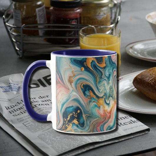 Mug tourbillons luxueux de bleu avec or