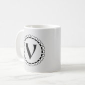Mug Tournant vintage du siècle, monogramme V (Devant gauche)