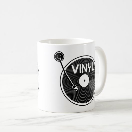 Mug Tourne-disque vinyle noir et blanc (Devant droit)