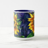 Mug Tournesol à la nuit Fleur bleu jaune floral (Centre)