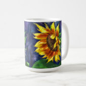 Mug Tournesol à la nuit Fleur bleu jaune floral (Devant droit)