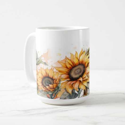 Mug Tournesol à l'aquarelle (Devant gauche)