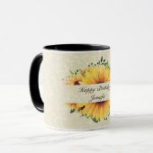Mug Tournesol Anniversaire NOM Cadeau Cute Café (Devant gauche)