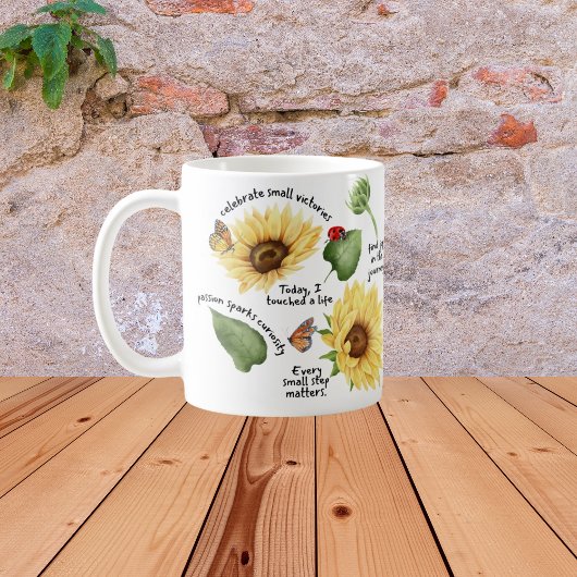 Mug Tournesol Aquarelle cadeau d'autosoin avec positif
