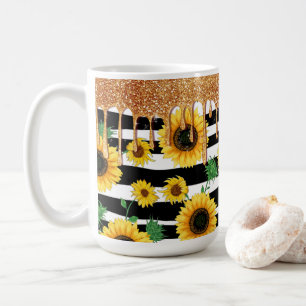 Mug Tournesol avec Parties scintillant d'or