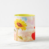 Mug Tournesol & Ballons de coeur Design cadeau romanti (Centre)