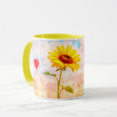 Mug Tournesol & Ballons de coeur Design cadeau romanti (Devant gauche)