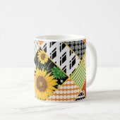 Mug Tournesol Chamomile, Patchwork Aquarelle. (Devant droit)