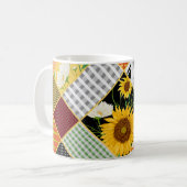 Mug Tournesol Chamomile, Patchwork Aquarelle. (Devant gauche)