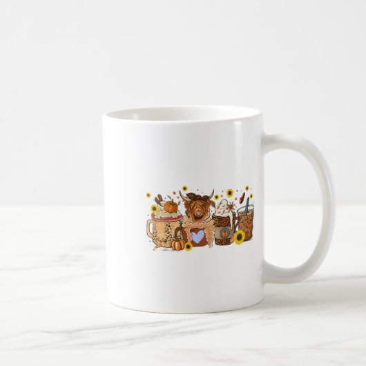 Mug Tournesol de vache écossaise Vibes de chute Café L (Droite)