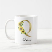 Mug Tournesol doré monogrammé initiale Q (Gauche)