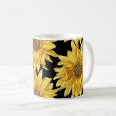 Mug Tournesol en céramique jaune doré joyeux (Devant droit)