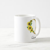 Mug Tournesol en or monogramme Q initial (Devant droit)