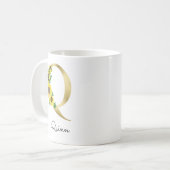 Mug Tournesol en or monogramme Q initial (Devant gauche)