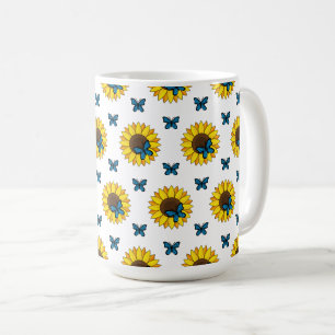 Mug Tournesol et papillon bleu
