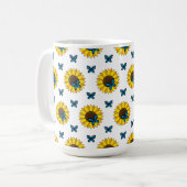Mug Tournesol et papillon bleu (Devant gauche)