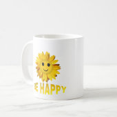 Mug Tournesol Face "Be Happy" Mugs/Tasses (Devant gauche)