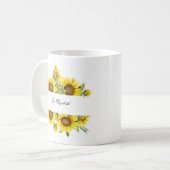 Mug Tournesol Floral Custom Ajouter votre propre nom F (Devant gauche)
