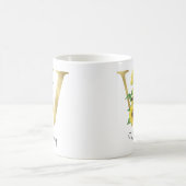 Mug Tournesol Floral Initial W Or Monogrammé Or (Centre)