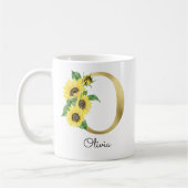 Mug Tournesol Floral Initiale O en or monogrammé (Gauche)