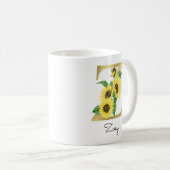 Mug Tournesol Floral Initiale Z Dorée Monogrammée (Devant droit)