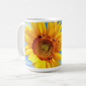 Mug Tournesol jaune et abeilles sur le Ciel Bleu Coffe (Devant gauche)