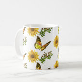 Mug Tournesol jaune et papillons floraux (Devant gauche)