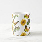 Mug Tournesol jaune floral et papillons   (Centre)