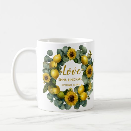 Mug Tournesol Lemon Wreath Love Design (Gauche)