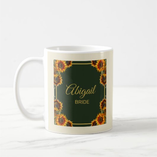 Mug Tournesol Mariage Forêt Verte Future Mariée (Gauche)