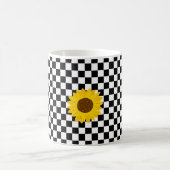 Mug Tournesol noir et blanc À damiers Fleur Motif (Centre)