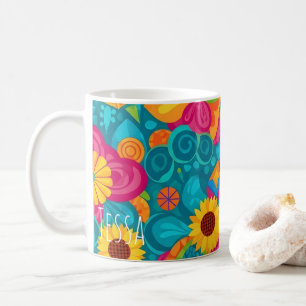 Mug Tournesol Psychédélique et Coloré Rétro Art Pop de
