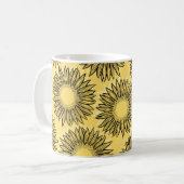 Mug Tournesol Rustique Floral Dessiné à la Main (Devant gauche)