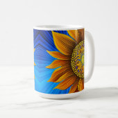 Mug Tournesol rustique sur bleu (Devant droit)