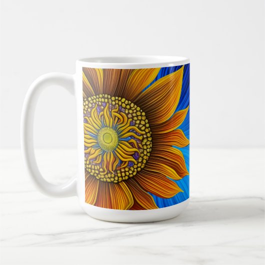 Mug Tournesol rustique sur bleu (Gauche)