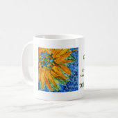 Mug Tournesol sur fond bleu Label (Devant gauche)