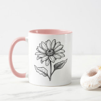 Mug Tournesol vintage noir et blanc